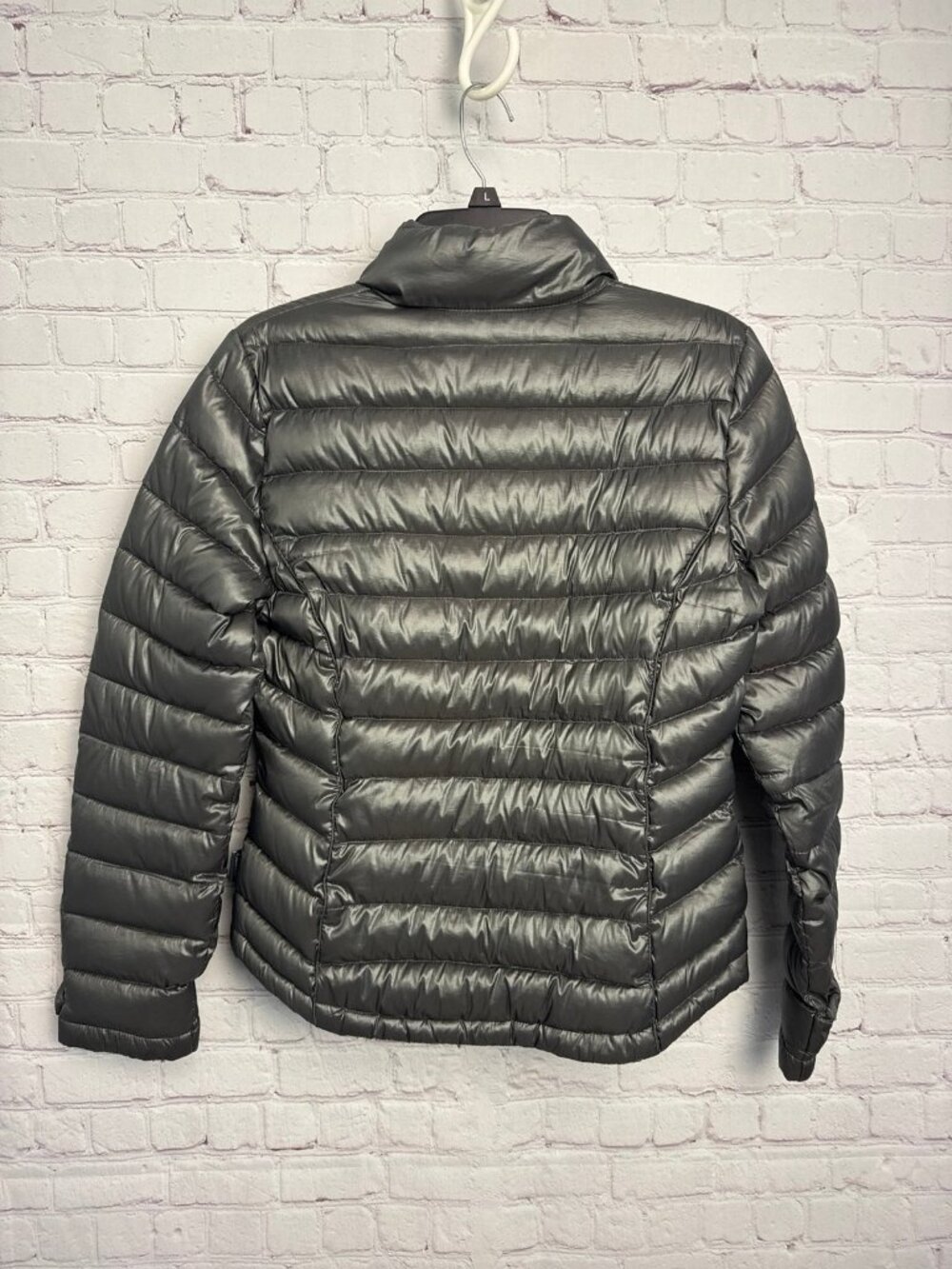Calvin Klein puffy gray jacket metallic packable puffer coat ladies small - Picture 5 of 5